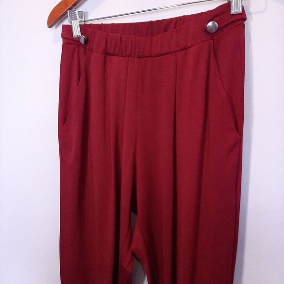 3/$20 Another Story Burgundy Ruched Ankle Pants Womens Size Small Red - Picture 2 of 13